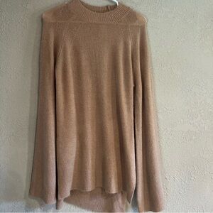 Karlie Women's Tan Sweater Sz Large NWT Side Slits Longer Length Flare Sleeves